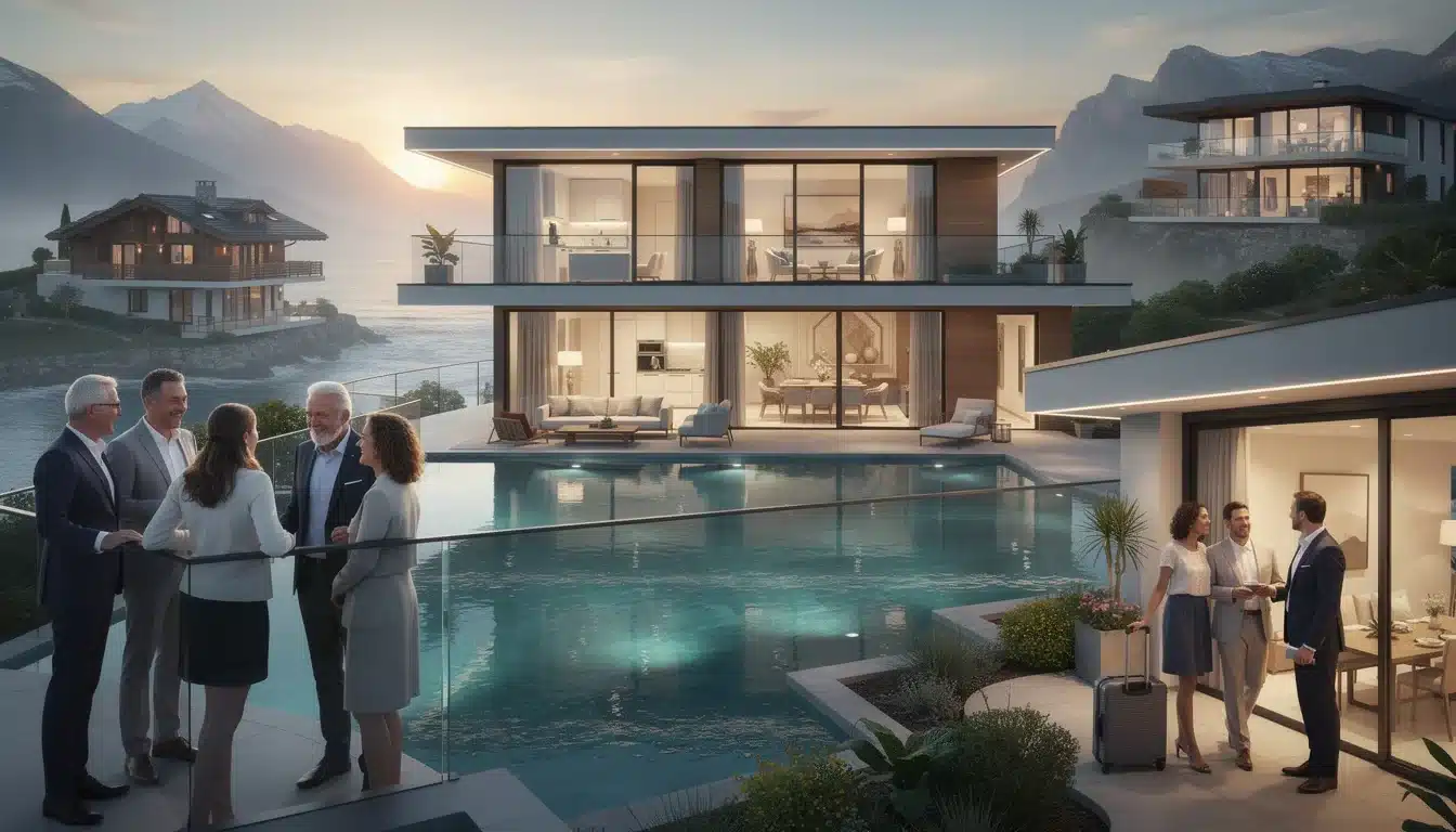 An illustrated diagram showing the key benefits of benefits of co-ownership luxury real estate strategies
