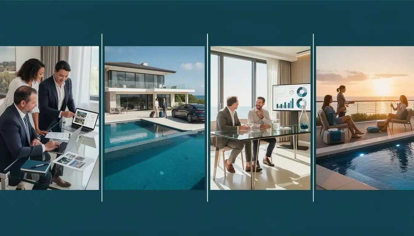 A step-by-step visual process guide demonstrating how benefits of co-ownership luxury real estate works
