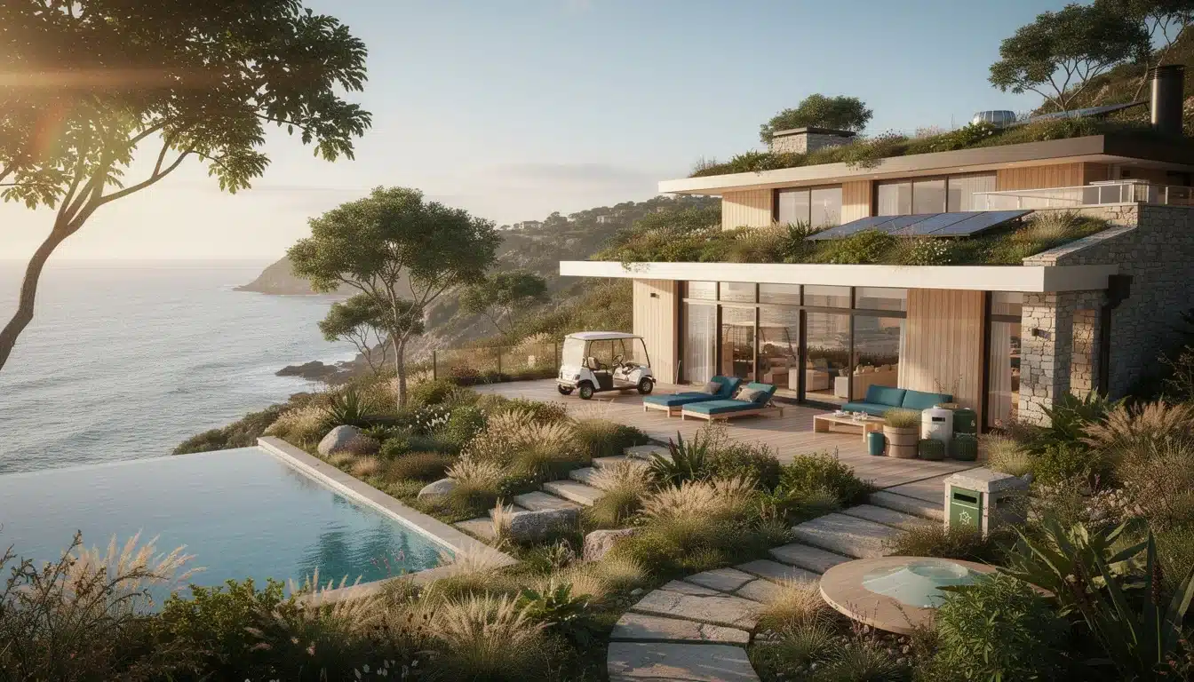 A summary infographic highlighting best practices for environmental impact luxury vacation properties