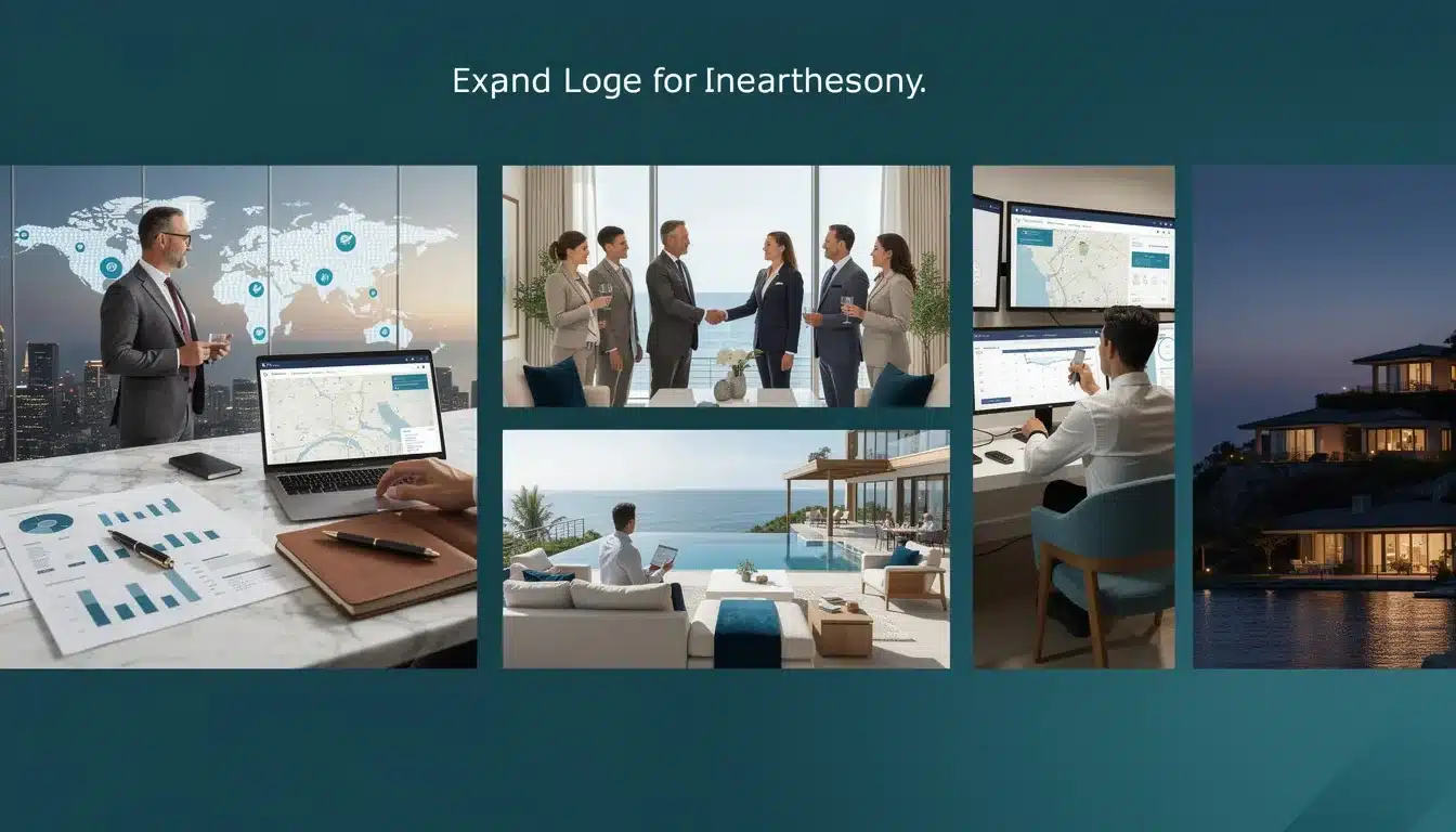 A step-by-step visual process guide demonstrating how expanding luxury vacation home portfolio internationally works