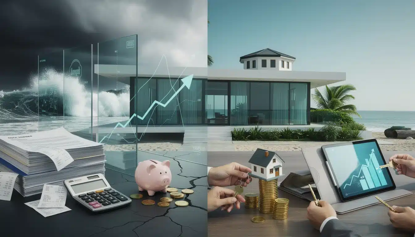 An illustrated diagram showing the key benefits of financial risks fractional vacation home ownership strategies