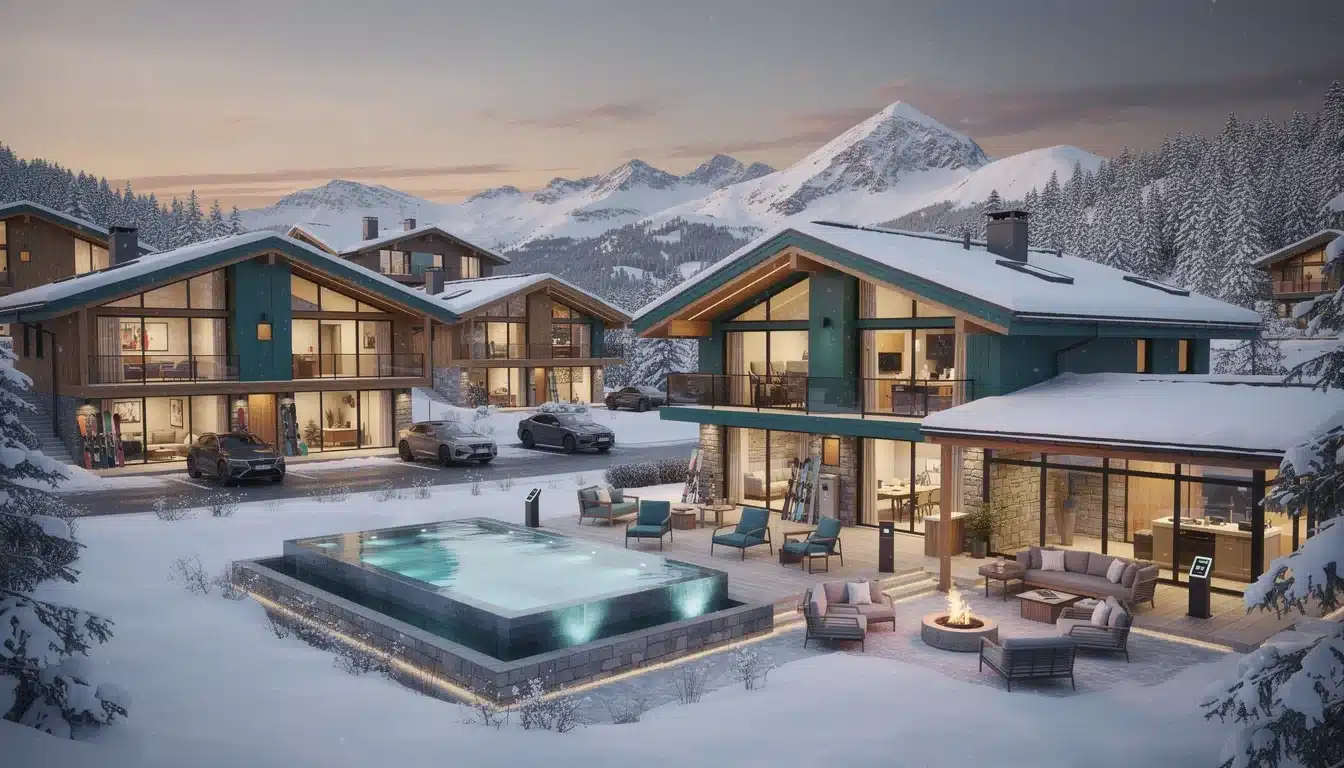 An illustrated diagram showing the key benefits of fractional ownership luxury ski chalets 2026 strategies