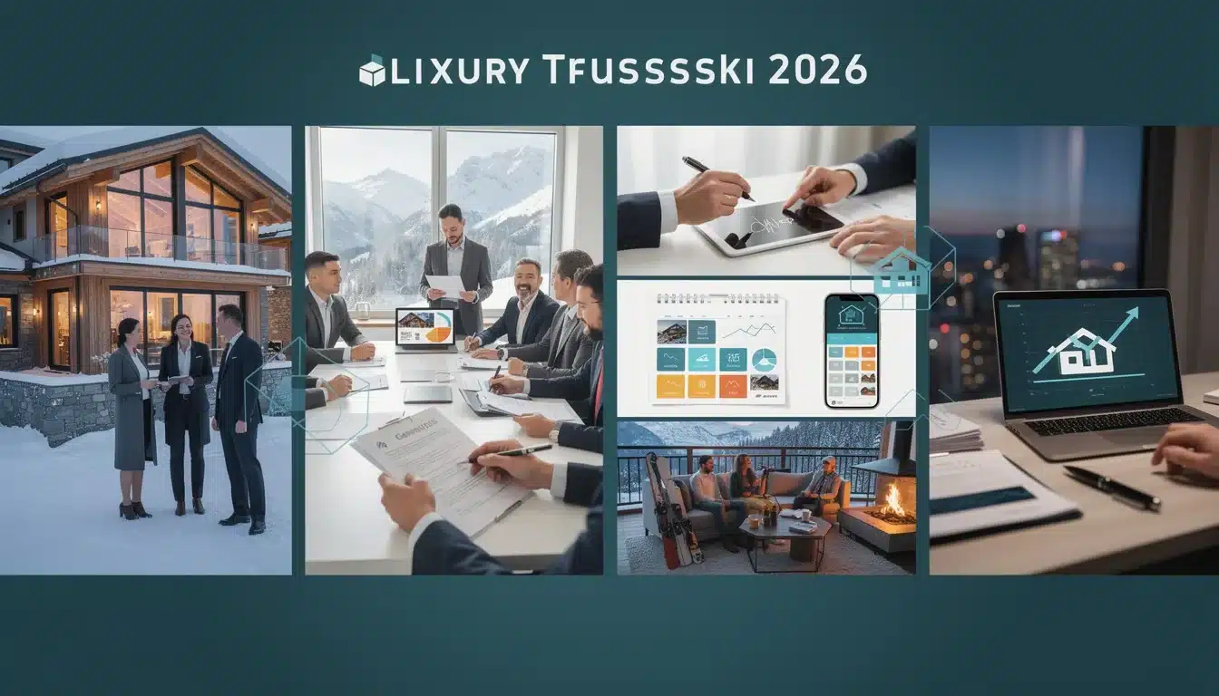 A step-by-step visual process guide demonstrating how fractional ownership luxury ski chalets 2026 works