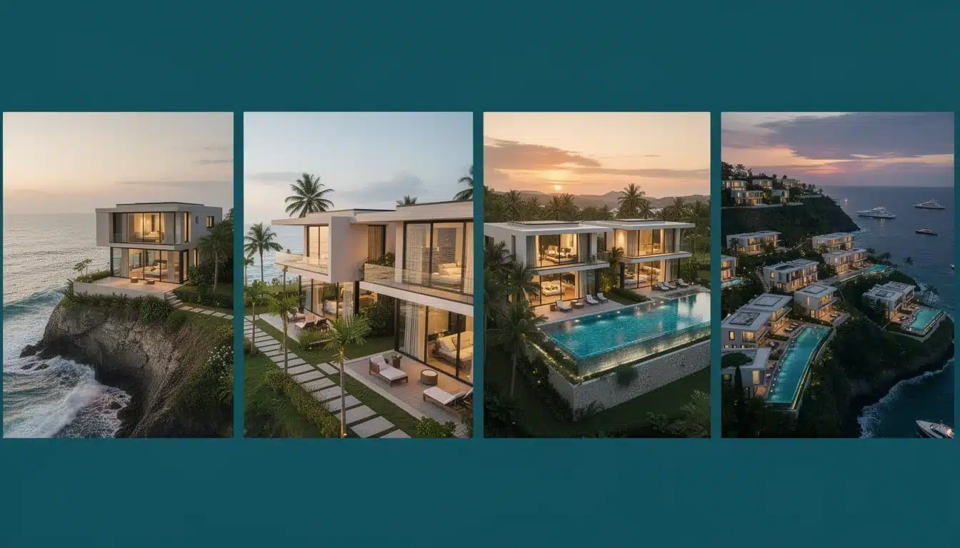 A step-by-step visual process guide demonstrating how investment returns ocean-view luxury villas works