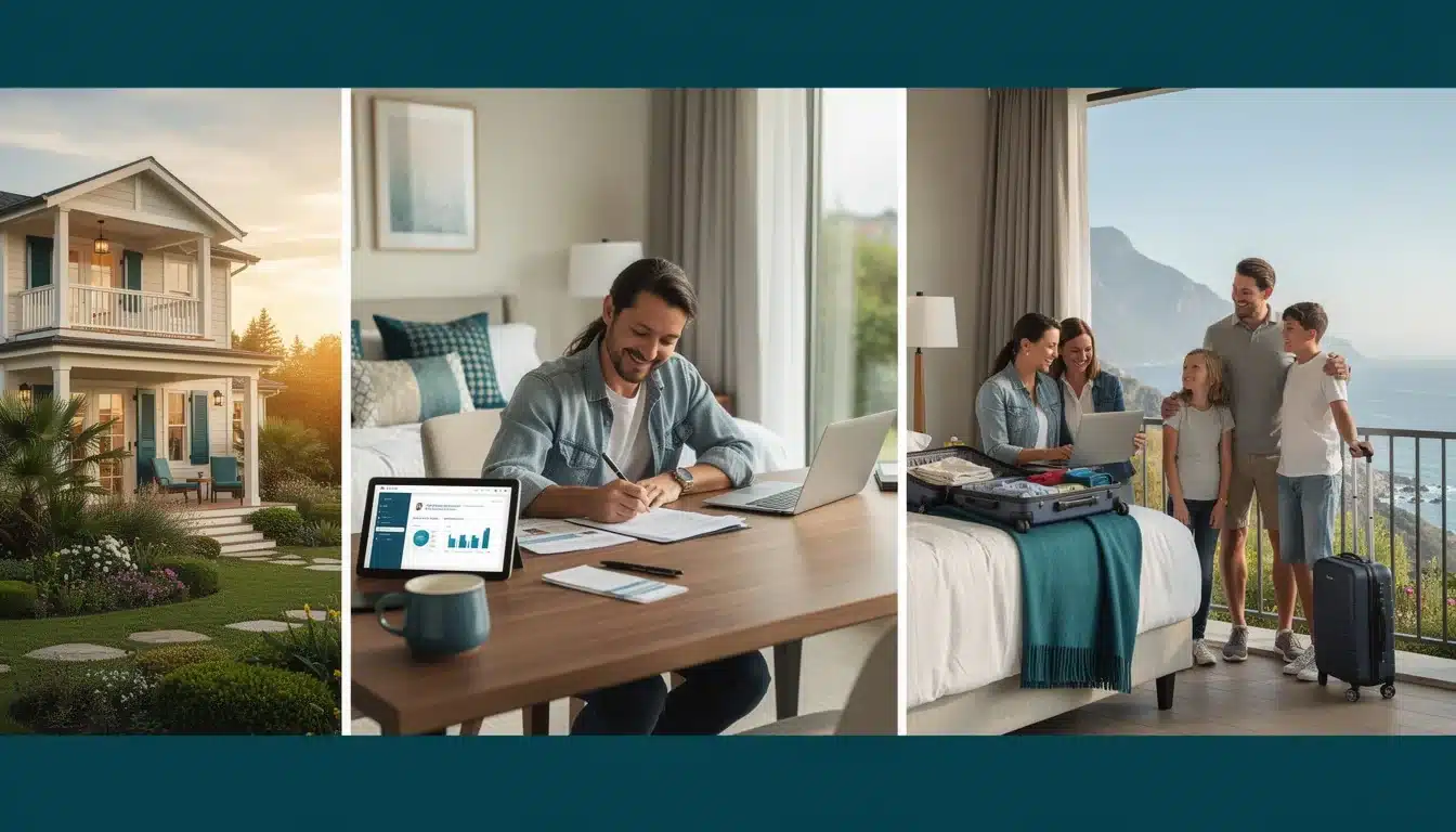 A step-by-step visual process guide demonstrating how leveraging vacation home equity travel works