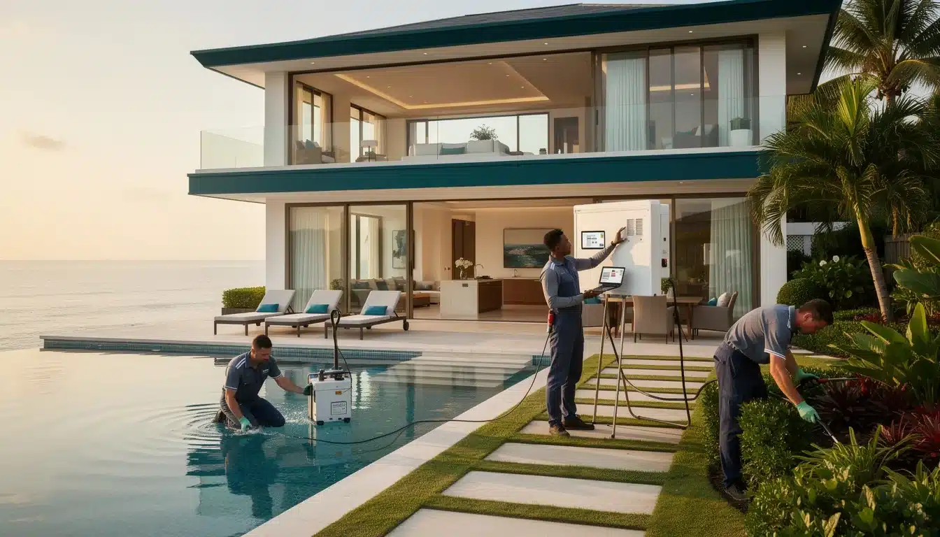 An illustrated diagram showing the key benefits of luxury vacation home maintenance tips strategies