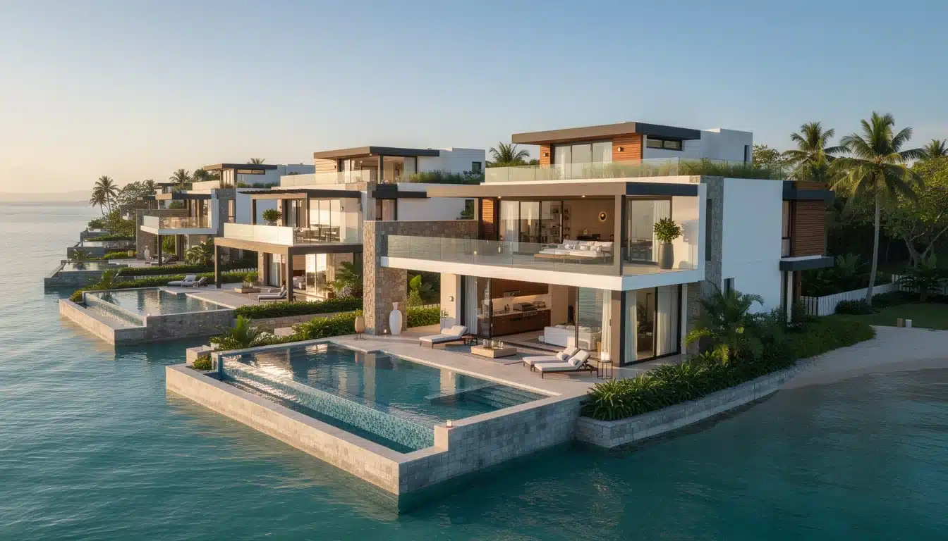 An illustrated diagram showing the key benefits of luxury vacation homes with high appreciation strategies