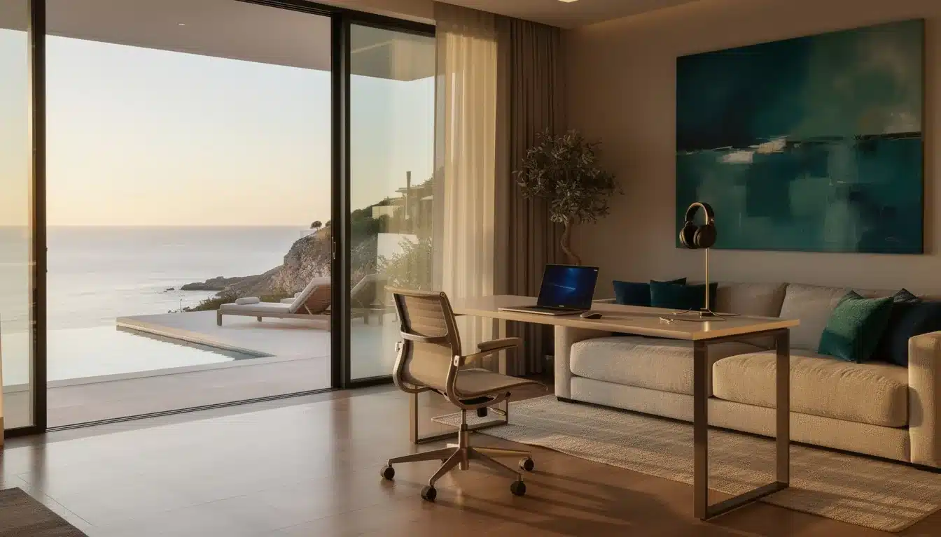 An illustrated diagram showing the key benefits of remote work influence on luxury vacation homes strategies