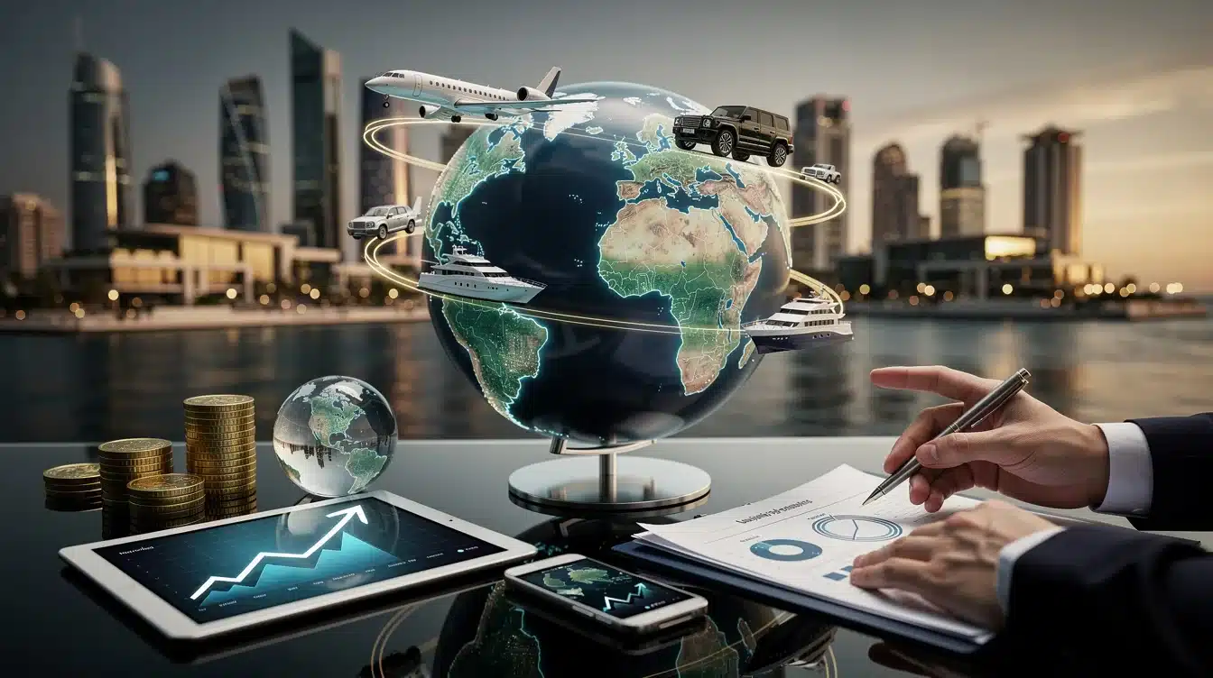 An illustrated diagram showing the key benefits of impact of global luxury travel trends on investments strategies