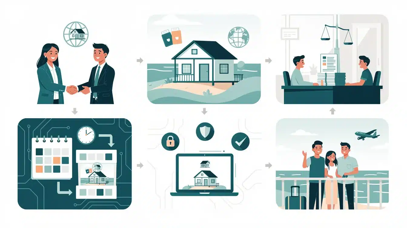 A step-by-step visual process guide demonstrating how legal protections international vacation co-owners works