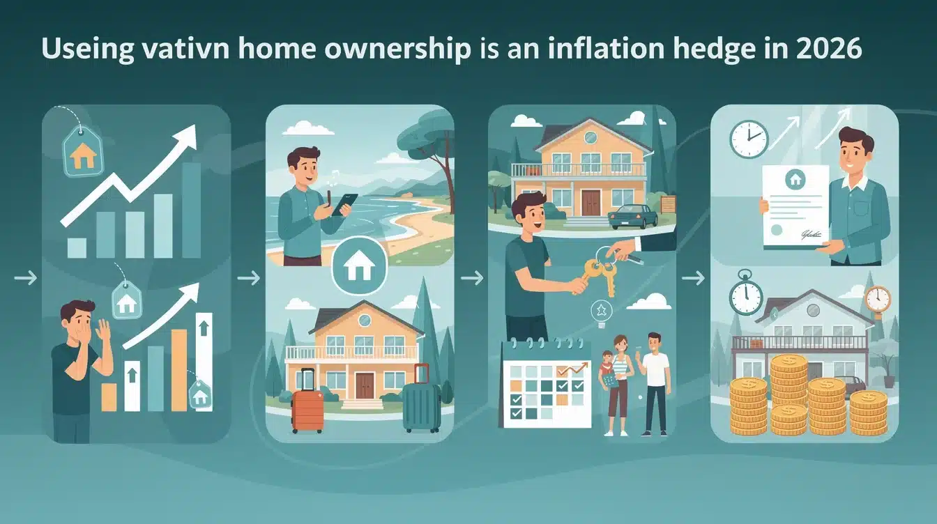 A step-by-step visual process guide demonstrating how vacation home ownership inflation hedge 2026 works