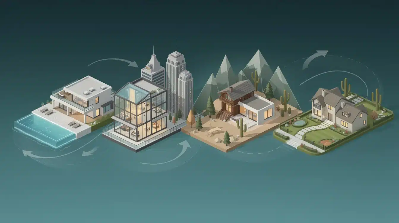 A step-by-step visual process guide demonstrating how diversify investment risk with luxury homes works
