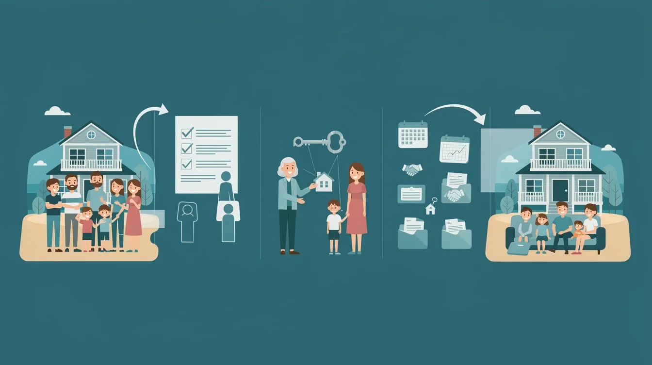 A step-by-step visual process guide demonstrating how succession planning shared vacation homes works