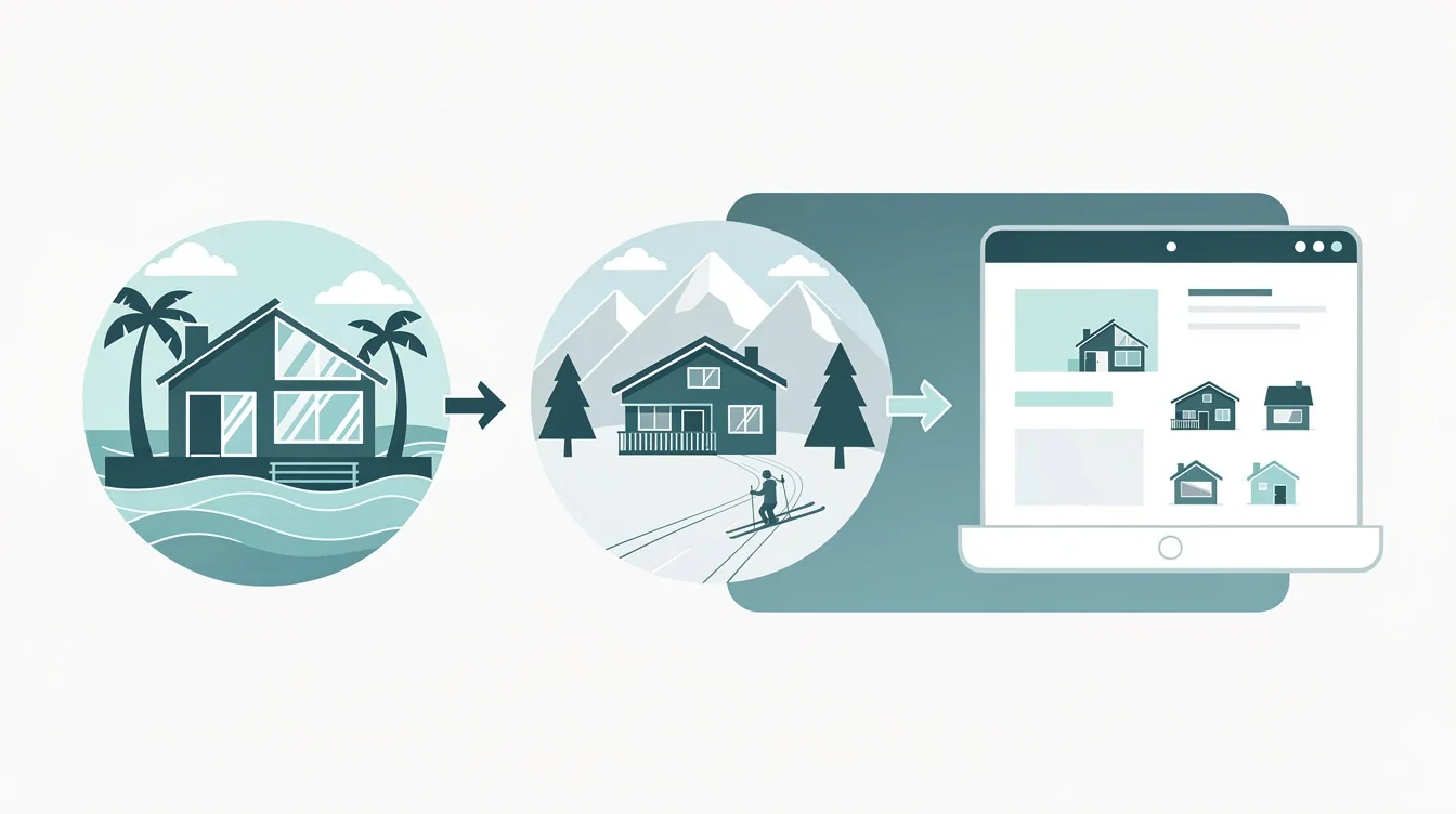 A step-by-step visual process guide demonstrating how combining ocean ski vacation homes portfolio works