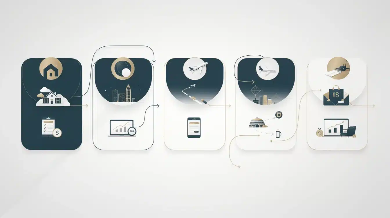 A step-by-step visual process guide demonstrating how multi-destination luxury vacation home portfolio case study works