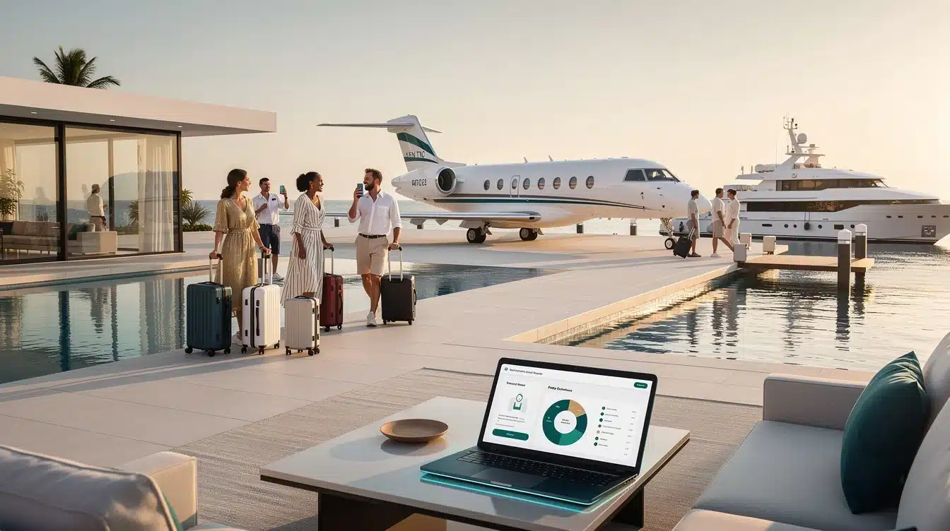 An illustrated diagram showing the key benefits of 2026 luxury travel trends fractional ownership strategies